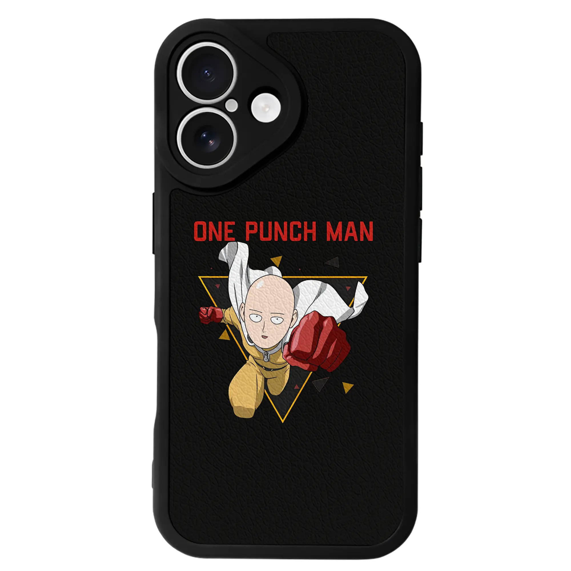 ワンパンマン グッズ サイタマ - IPhone 16シリーズ対応 ・ シリコンスマホケース ・ レザー調 ・ 高精度フィット ・ 耐衝撃 ・ ワイヤレス充電対応 ・ 精密カット